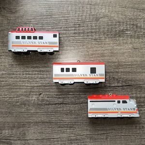 Hallmark Keepsake 1992 Cast Metal The Silver Star Train‎ 3pc Ornament Set